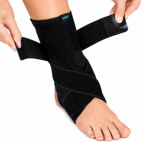 Vive Sprained Ankle Brace for Women, Men - Right or Left Compression Foot Immobilizer Support - Basketball, Volleyball Neoprene Stabilizer Wrap Protector - Tendonitis, Heel Spur, Running Feet Sprain