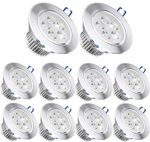 10 Stück, pocketman 110 V 3 W LED Deckenleuchte Einbauleuchte, warm weiß Strahler Lampe Einbauleuchte Fassung, mit LED-Treiber, Aluminium, cool light, Pack of 10,5w 5.00 110.00 volts