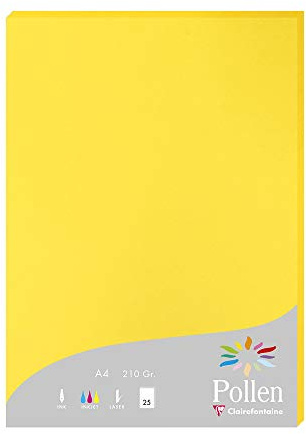 Clairefontaine 24217C - Packung mit 25 Karten Pollen 210g, DIN A4, 21 x 29,7cm, Sonne