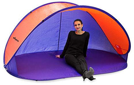 DEMA PopUp Strandmuschel Sonnenzelt Strand Sonnenschutz Windschutz orange/blau