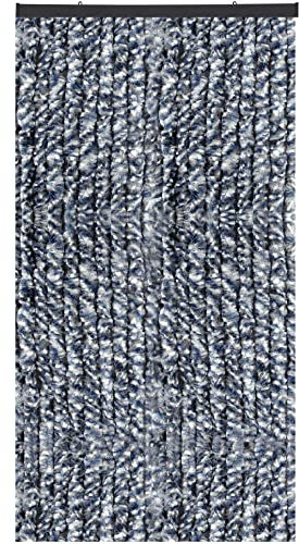 Flauschvorhang, Chenille Vorhang, Insektenschutz für den Sommer Extrabreit, Auswahl: 140x220 Meliert blau - weiß - Silber