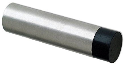 Solid Concealed Fix Cylinder Pattern Wall/Skirting Mounted Door Stop without Rose - 70mm Projection (Satin Chrome)