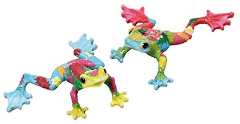 Geschenkestadl 2 er Set Frosch Figuren Tierfigur Bunt je 15 cm Bunte Frösche