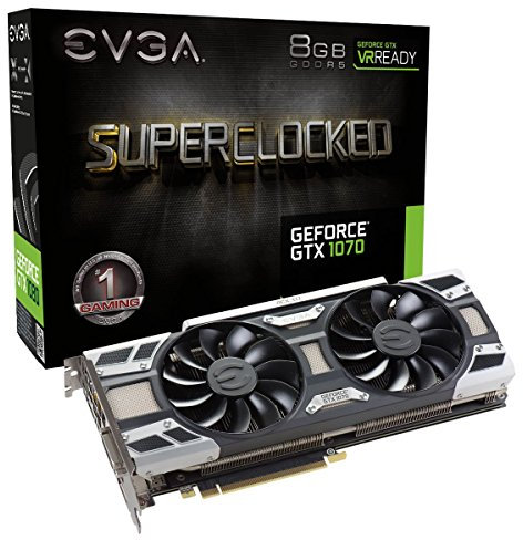 EVGA GeForce GTX 1070 SC GAMING ACX 3.0, 8GB GDDR5, LED, DX12 OSD Support (PXOC) Graphics Card 08G-P4-6173-KR