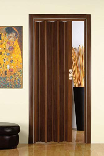 Forte Porta a Soffietto Giulia in PVC, Resistente agli urti, Riducibile, Kit completo di serratura, L88,5 x H214 cm, Effetto Noce mansonia