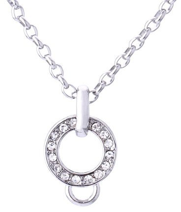 Morella Edelstahl Charms Halskette 70 cm mit weißen Zirkoniasteinen in Samtbeutel