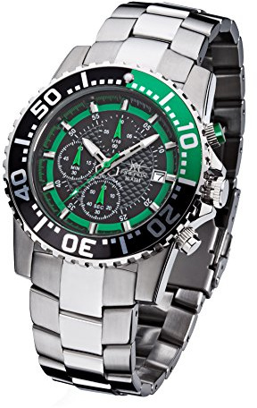 FIREFOX Zion FFS17-108b schwarz/grün Herrenuhr Armbanduhr Chronograph massiv Edelstahl Sicherheitsfaltschließe 10 ATM Water Resistant