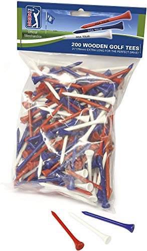 PGA Tour Unisex – Erwachsene Golf-Tees aus Holz, 7 cm, 200 Stück, Rot/Weiß/Blau, Mehrfarbig, Einheitsgröße