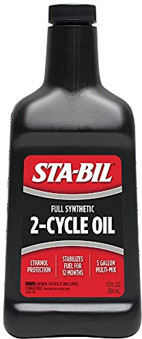 STA-BIL Full Synthetic 2-Cycle Oil - With Fuel Stabilizer For Up To 12 Months Protection - 5 Gallon Multi-Mix - 50:1/40:1 Mix Ratios - Low Smoke Formula, 13 fl. oz. (22404)