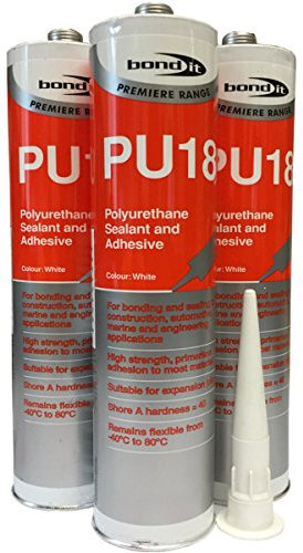 (2 TUBES) PU18 WHITE Polyurethane Sealant Adhesive Strong Flexible for Construction, Auto and Marine applications. Non Shrinking High Grab Suitable for Expansion Joints . Paintable .