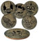 Addies Lot de 6 sous-verres ronds en verre Motif tête de mort dans une boîte cadeau transparente de qualité supérieure et dos en liège