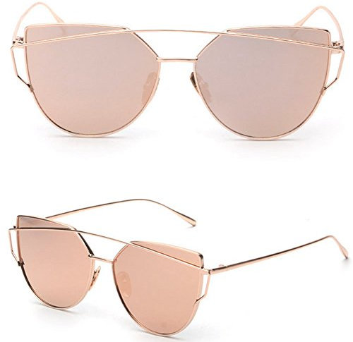 The Cheers Retro Women's Gold Cat Eye Sunglasses Retro Classic Designer Vintage Sunglasses (Rose Gold)