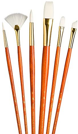 Princeton RealValue Brush Set, White Taklon, Orange Handle, 6 Piece, 1 Count