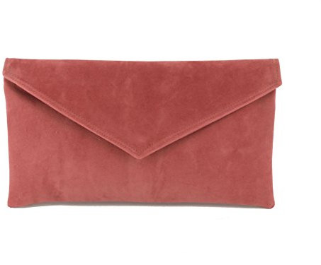 Loni Neat Umschlag Faux Wildleder Clutch Bag/Schultertasche in Altrosa