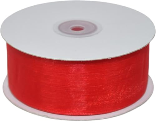 Ruban d'organza de 40 mm en rouleau de 50 m rouge