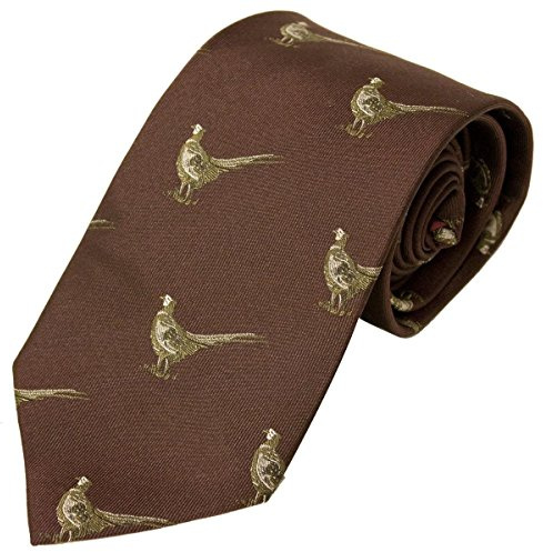 Bisley Pheasant Silk Tie Subdued Colours - Shooting hunting country scenes