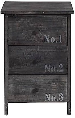 Rebecca Mobili Nachttisch in Grau, platzsparender Nachtschrank, 3 Schubalden, Vintage-Stil, für Schlafzimmer Badezimmer – Maße: 55 x 35 x 30 cm (HxLxB) - Art. RE4191