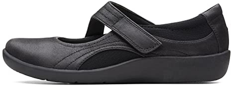 CLARKS Women's Sillian Bella Mary Jane Flat, Black Synthetic, 6.5 M US