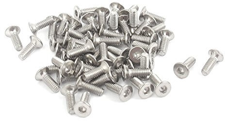 sourcing map M2 x 6mm 304 Edelstahl Sechskant Senkkopf Flachschraube Schrauben 50 stücke de