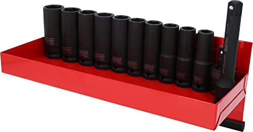 KS Tools 515.0612 1/2 Juego de llaves de vaso de impacto hexagonal, largas, 13 pzs