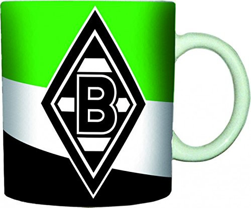VFL Borussia Mönchengladbach 16984 Fohlenelf-Artikel - Tasse Schrägstreifen - Fassungsvermögen: 0, 30 L, Kaffee-/Teetasse, Mehrfarbig, 10 x 7 x 9 cm,
