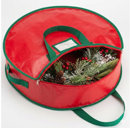 Corona de Navidad bolsa de almacenamiento – 30 X 7 – Durable lona Material, con cremallera, asa reforzada y fácil de poner la corona en y Out. Proteger su corona de vacaciones de polvo, los