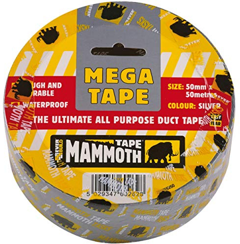 Everbuild Mammoth Mega All-Purpose Duct Tape, Silver, 50mm x 50m | Waterproof – Easy-Tear – Interior And Exterior Use