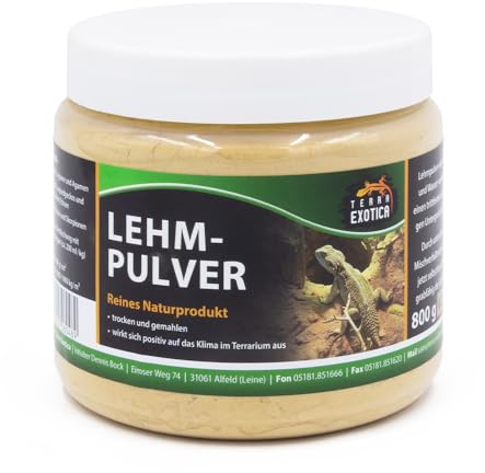 Terra Exotica Lehmpulver für Terrarien 800 g weiß, rot, gelb oder braun – Natürlicher Bodengrund-Zusatz für Reptilien, Amphibien & Wirbellose – Ideal zum Mischen mit Sand oder Erde (gelb)