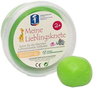 Feuchtmann MEINE LIEBLINGSKNETE Edu Edition Grün | 500g Kinderknete Einzeldose | glutenfreie Spielknete vegan | lufttrocknende ungiftige Knete