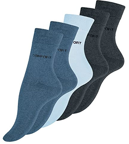 VCA Lot de 10 paires de chaussettes COMFORT - coton - sans élastique - femme - bleu (35/38, Voir l'image)