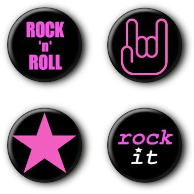 4 Rock'n'Roll Buttons Anstecker Buttonset Ansteckbuttons #2 (2,5cm)