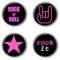 4 Rock'n'Roll Buttons Anstecker Buttonset Ansteckbuttons #2 (2,5cm)