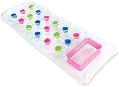 Intex 59894 - Materassino 18 Buchi Trasparente con Oblò, Verde/Fuxia/Blu, 188 x 71 cm
