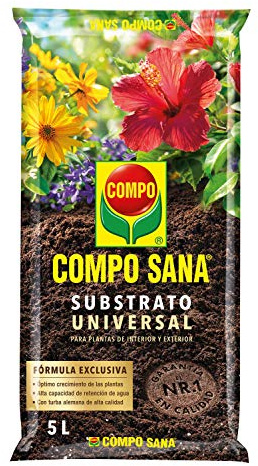 Compo SANA Substrato Universal-Pflanzendünger mit 12 Wochen Pflanzendünger für Zimmerpflanzen, Terrasse und Garten, 5 Liter, 37 x 23 x 5,5 cm, 8.41106E+12
