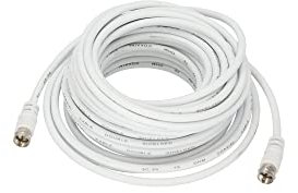 Sky Vision Cavo di collegamento satellitare 10 m, cavo antenna, cavo coassiale, spina F su spina F, schermatura 2, 90 dB, bianco