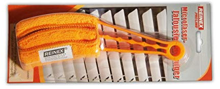 Reinex Microfaser JALOUSIEN-Reiniger Rolladenputzer Jalousienreiniger Lamellenreiniger Lamellen Aufsatz Bürste waschbar (Orange)