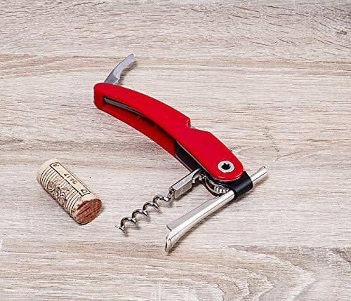 Vacu Vin Single Pull Corkscrew with Foil Cutter and Bottle Opener - Red