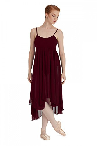 Capezio Camisole Empire Klänning Dansdräkt, Eleganta danskostymer med trikåer och flödande Georgette-kjol, Ärmlös klänning för kvinnor, perfekt för lyrisk och balettdans