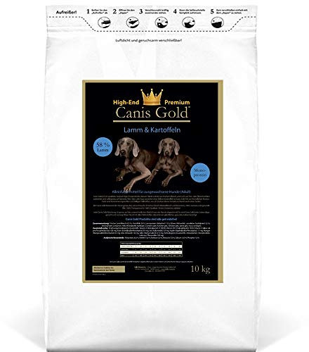 10 kg Canis Gold Adult 58% Lamm & Kartoffeln (Monoprotein) getreidefreies Super Premium Trockenfutter | aus frischen Fleisch herstellt