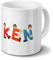 printplanet Tasse mit Namen Ken - Motiv Holzbuchstaben - Namenstasse, Kaffeebecher, Mug, Becher, Kaffeetasse - Farbe Weiß