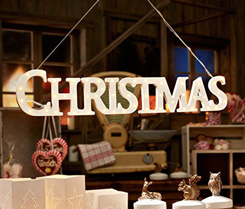 Tchibo LED Aufhänger 'Weihnachten' mit 48 LEDs, Holz, Traditionelle Weihnachtsdeko