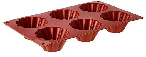 Silikomart 20.034.00.0060 SF034 Moule Forme Brioche Cannelée 6 Cavités Silicone Terre Cuite, Marron