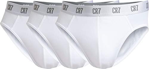 CR7 CRISTIANO RONALDO Slip Herren,Unterhose Basic Brief (3er Pack) Weiß , S