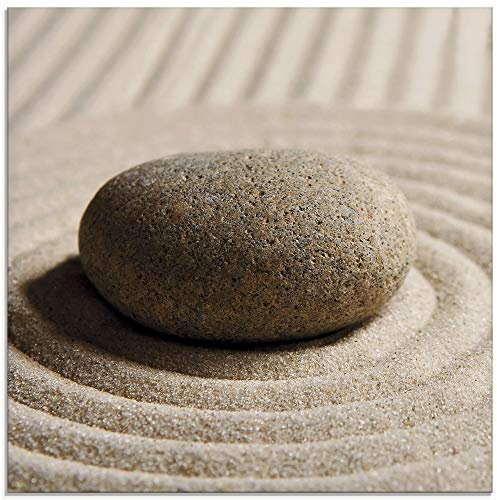 ARTland Wanddeko Glasbilder Wandbild Glas Bild einteilig Quadratisch Wellness Zen Sand Entspannung Steine Maritim S6RW