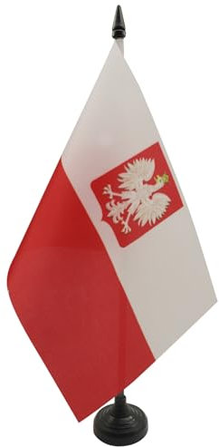 AZ FLAG - Tischflagge Polen Mit Adler - 21x14 cm - Polnische Tischfahne 14 x 21 Cm - Flaggen