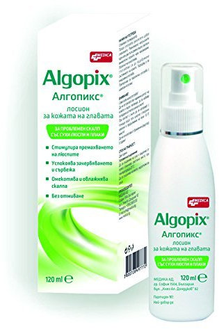 Algopix Lotion pour le cuir chevelu 120 ml pour cuir chevelu problématique avec écailles sèches et squames, apaise les démangeaisons, hydrate