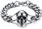 JewelryWe Schmuck Herren Armband, Punk Rock Poliert Totenkopf Schädel Panzerarmband, Edelstahl, Schwarz Silber