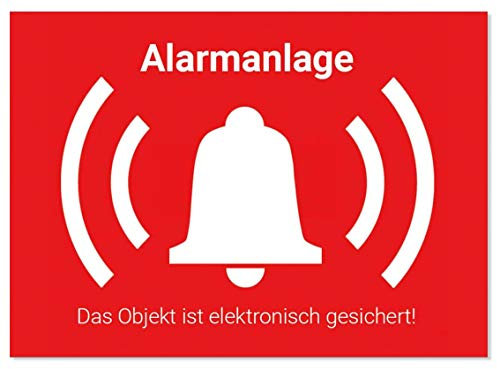 Alarm Aufkleber Sticker, Warnaufkleber Alarmanlage, UV-Schutz, Aussenklebend, Objekt alarmgesichert, 30 St.