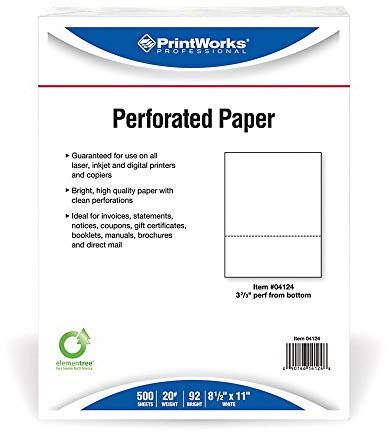 PrintWorks Professional 04124 perforiertes Papier, 9 cm, 500 Blatt, 9 kg, Weiß