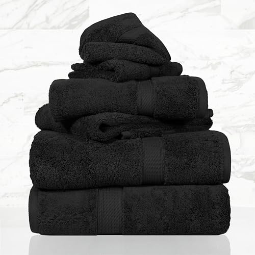 SUPERIOR Egyptian Cotton Ultra Plush & Absorbent, 6 Piece Set, Black